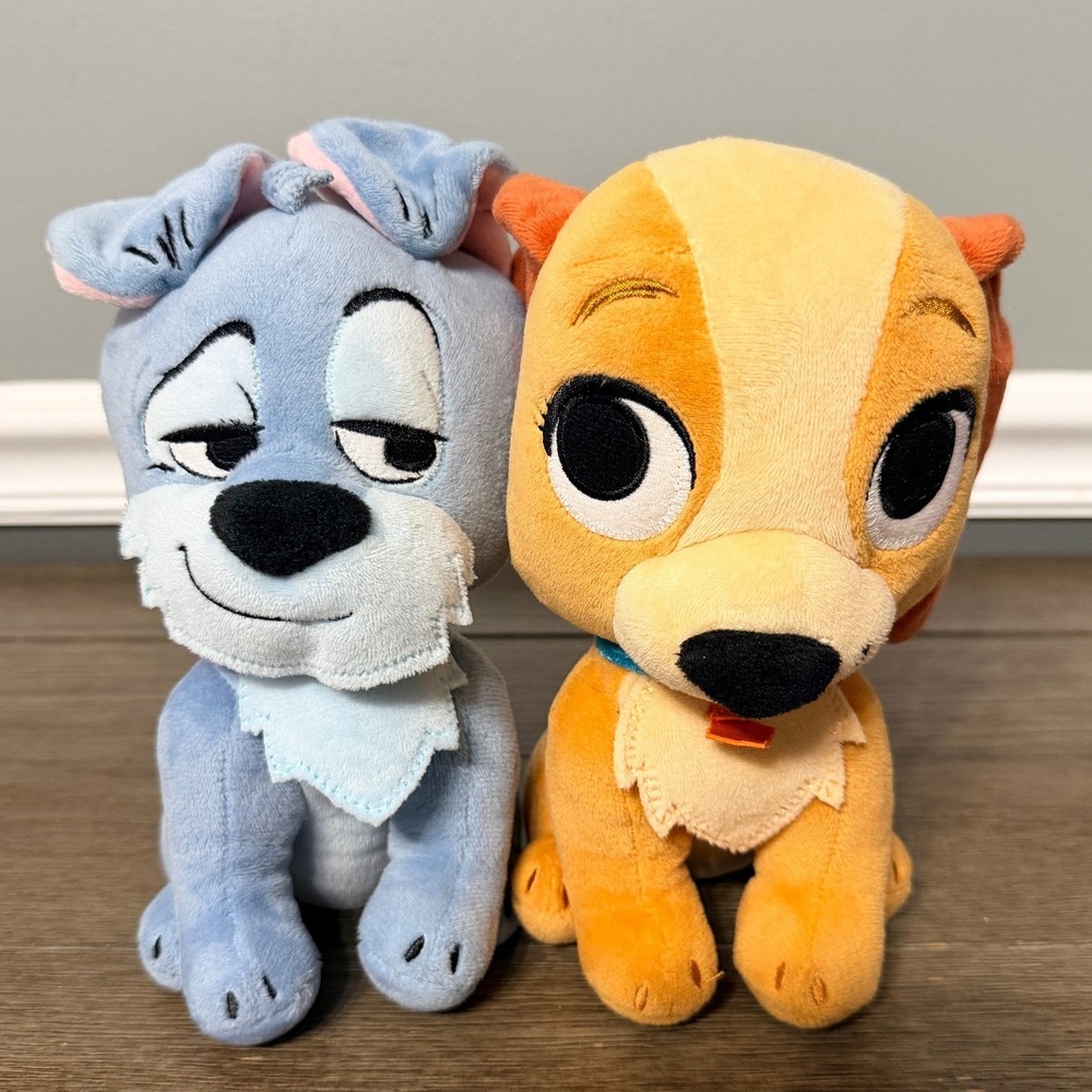 Disney Store Lady and the Tramp Plush Set Stuffed Animal Dog Puppy Toy